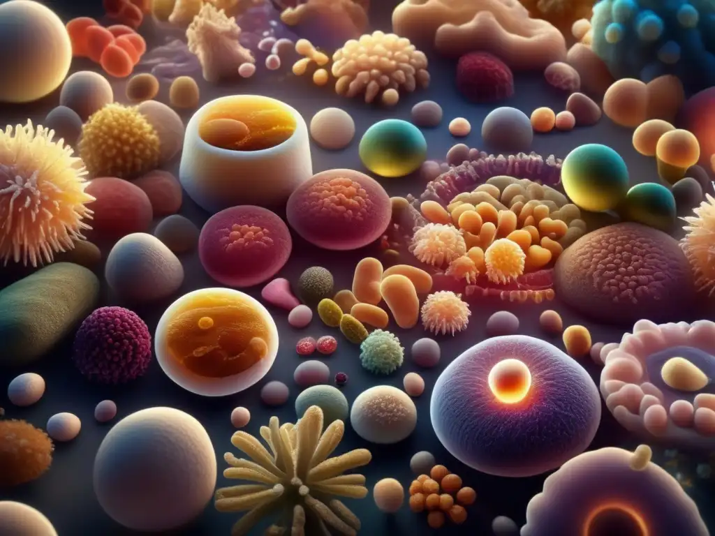 Una asombrosa imagen en 8k muestra la importancia del microbioma en la calidad del sueño, con microorganismos vibrantes en el intestino.