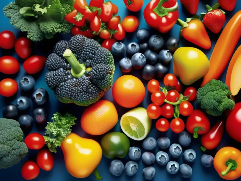 Un estallido de colores y texturas en frutas y verduras, destilando vitalidad y salud. <b>Genes antioxidantes en prevención envejecimiento prematuro.