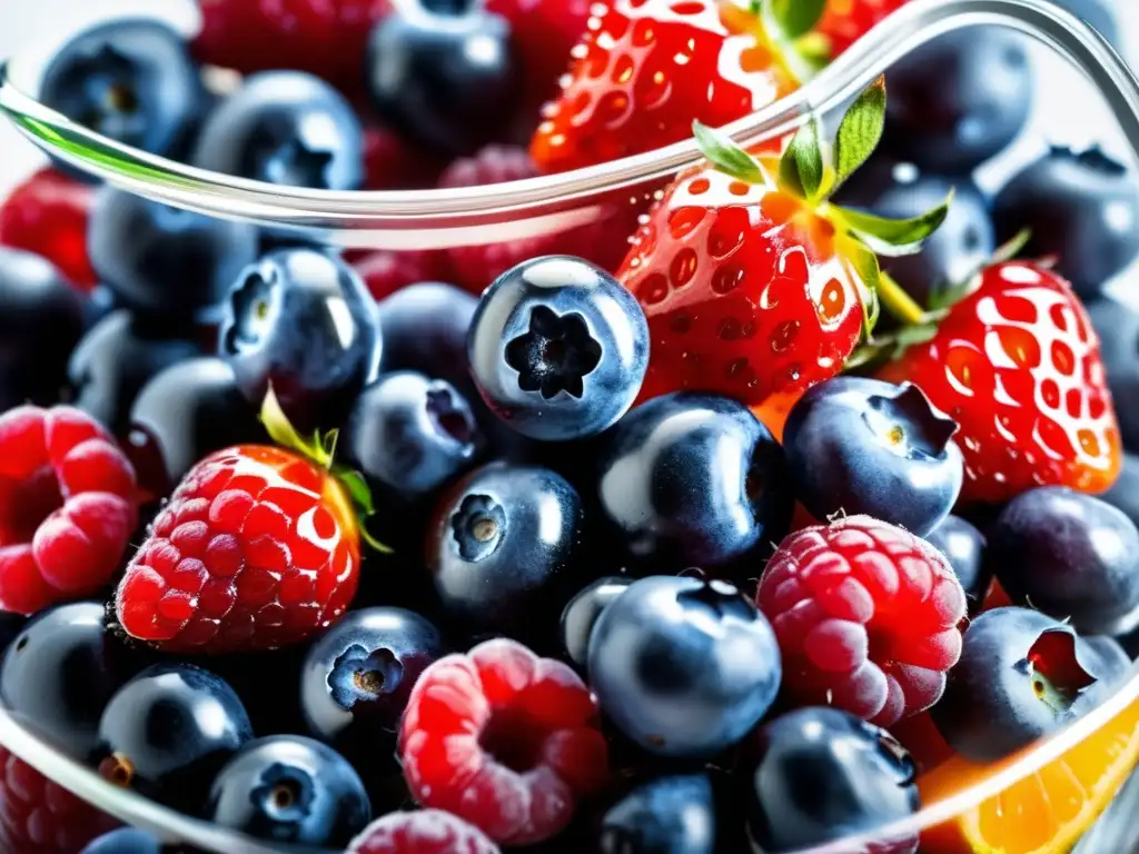 Una explosión de colores y frescura en una moderna jarra de frutas. <b>Beneficios de las bebidas con polifenoles.